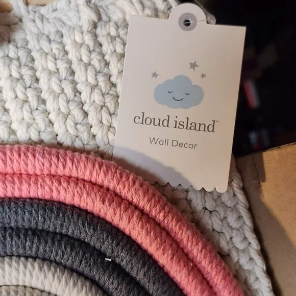 Cloud Island 13"x16" Multi Colored Rainbow Macrame Wall Art in Pink, Gray, Tan - Picture 5 of 13